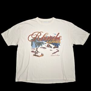 Rhude Cannes Cote d'Azur French Riviera Vintage Graphic Tee Cream XL Men's